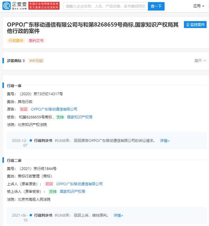 OPPO 诉争 OPPO 商标终审败诉