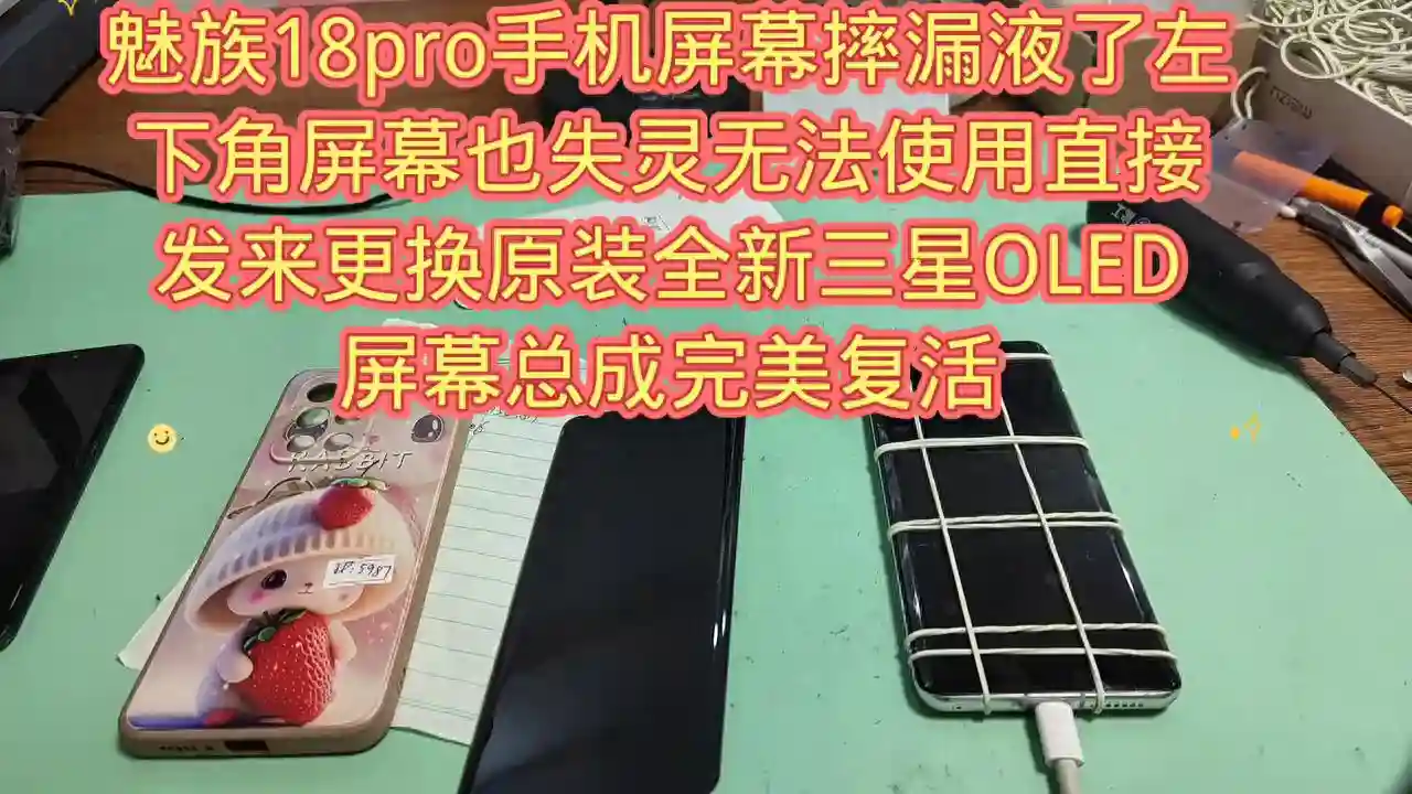魅族18pro手机屏幕摔漏液了左下角屏幕也失灵无法使用...